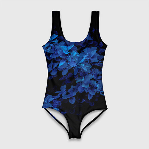 Женский купальник-боди BLUE FLOWERS Синие цветы / 3D-принт – фото 1