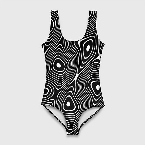 Женский купальник-боди Чёрно-белая стилизованная поверхность воды Wave pa / 3D-принт – фото 1