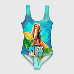 Купальник-боди 3D женский Surf - девушка, цвет: 3D-принт