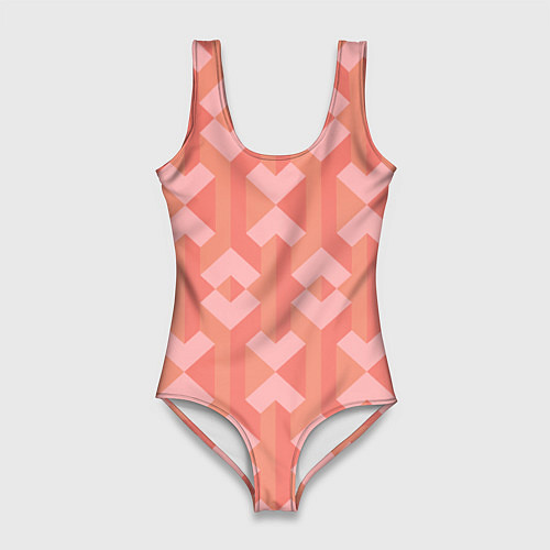 Женский купальник-боди Геометрический узор розового цвета geometric pink / 3D-принт – фото 1