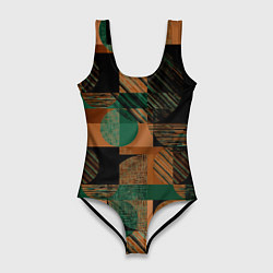 Женский купальник-боди Текстурированный абстрактный, геометрический принт