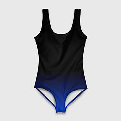 Купальник-боди 3D женский Черный с синим градиент, цвет: 3D-принт
