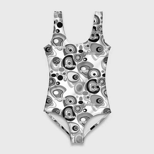 Женский купальник-боди Black and white sport pattern / 3D-принт – фото 1