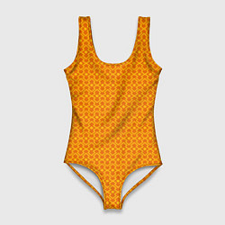 Купальник-боди 3D женский Оранжевые классические узоры, цвет: 3D-принт