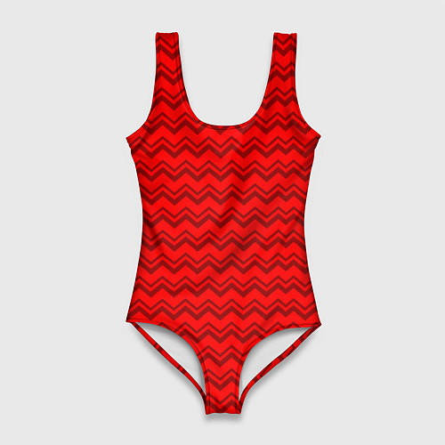 Женский купальник-боди Красные волнистые узоры / 3D-принт – фото 1