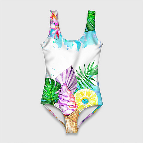 Женский купальник-боди Тропический рай и мороженое / 3D-принт – фото 1
