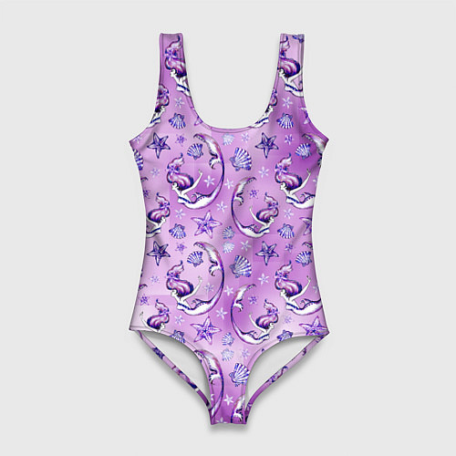 Женский купальник-боди Танцующие русалки на фиолетовом / 3D-принт – фото 1