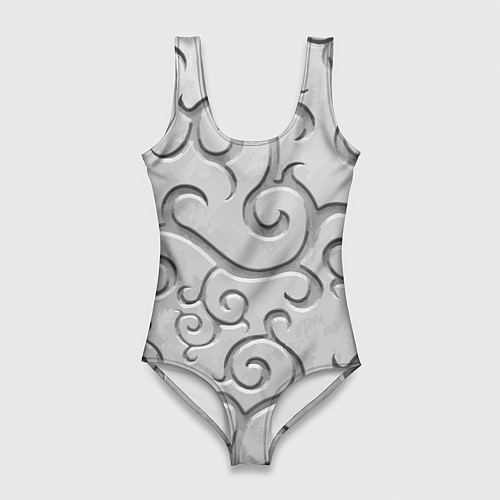Женский купальник-боди Ажурный орнамент на поверхности металла / 3D-принт – фото 1