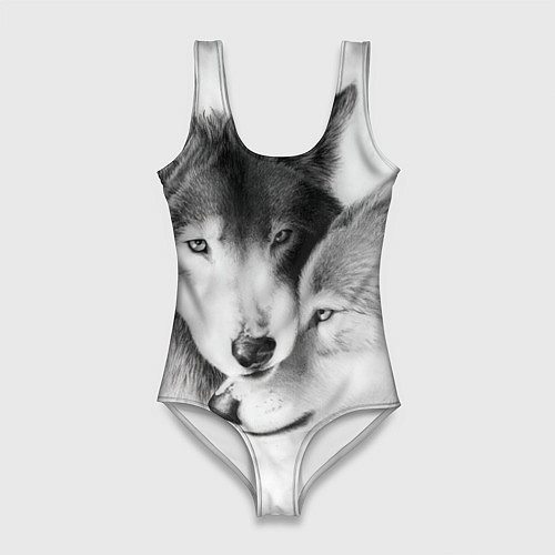 Женский купальник-боди Love: Волк и волчица / 3D-принт – фото 1