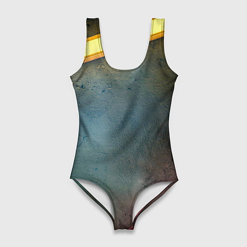 Женский купальник-боди Абстрактная тёмная поверхность и неоновые фонари / 3D-принт – фото 1