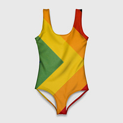 Женский купальник-боди Абстрактные геометрические разноцветные треугольны