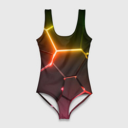 Женский купальник-боди Неоновые радужные плиты