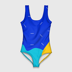 Купальник-боди 3D женский Кляксы - абстракция, цвет: 3D-принт