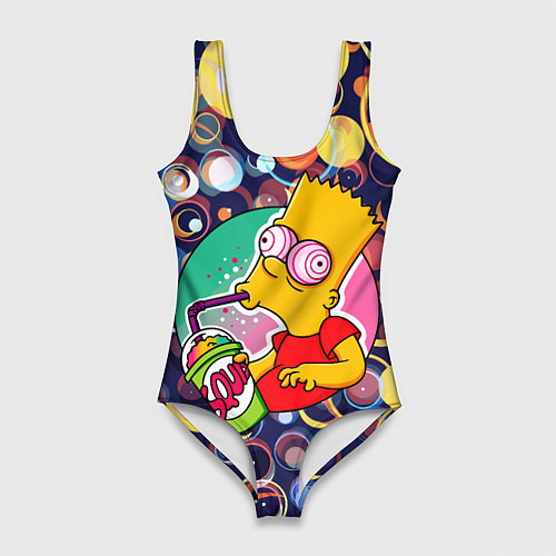 Женский купальник-боди Bart Simpson пьёт лимонад / 3D-принт – фото 1