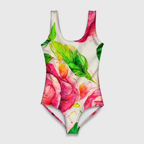 Женский купальник-боди Яркие выразительные розы / 3D-принт – фото 1