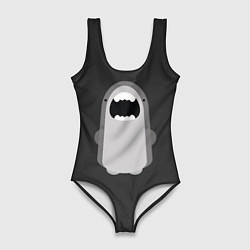 Купальник-боди 3D женский Акула Черный фон, цвет: 3D-принт