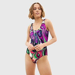 Купальник-боди 3D женский Движение вируса, цвет: 3D-принт — фото 2