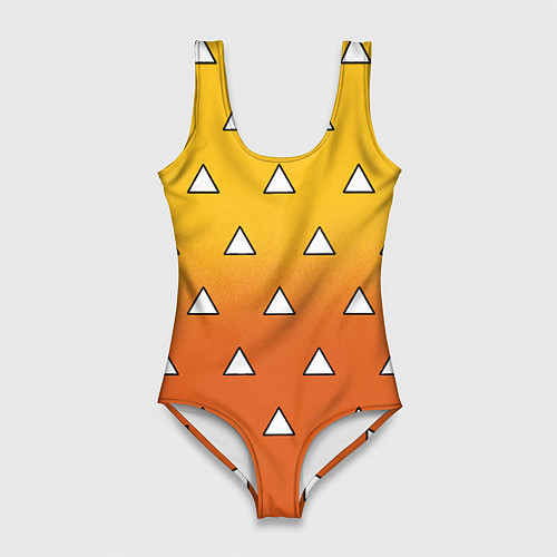 Женский купальник-боди Оранжевое кимоно с треугольниками - Зеницу клинок / 3D-принт – фото 1