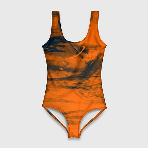 Женский купальник-боди Абстрактная оранжевая поверхность и чёрные тени / 3D-принт – фото 1