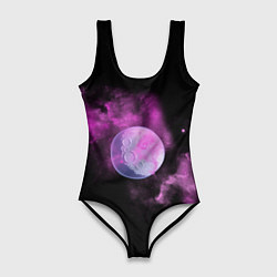 Женский купальник-боди Космическая Луна в дыму