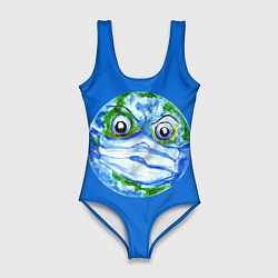 Женский купальник-боди Злая планета Земля в маске