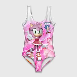 Купальник-боди 3D женский Sonic - Amy Rose - Video game, цвет: 3D-принт
