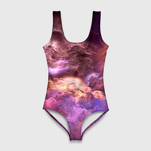 Женский купальник-боди Необычное фиолетовое облако / 3D-принт – фото 1