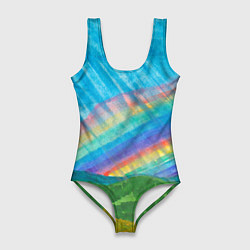 Купальник-боди 3D женский Летний дождь радуга, цвет: 3D-принт