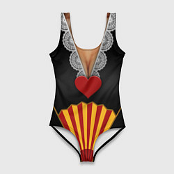 Купальник-боди 3D женский Червонная королева Верх, цвет: 3D-принт