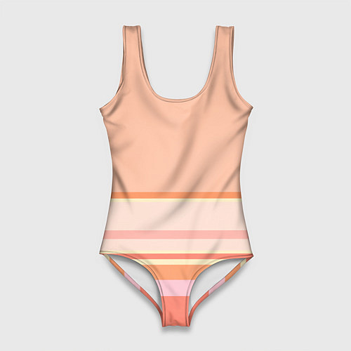 Женский купальник-боди Нежный персиковый розовый / 3D-принт – фото 1