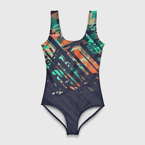 Женский купальник-боди Текстурный камуфляж / 3D-принт – фото 1