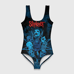 Купальник-боди 3D женский Slipknot blue, цвет: 3D-принт