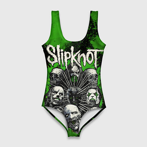 Женский купальник-боди Slipknot green abstract / 3D-принт – фото 1