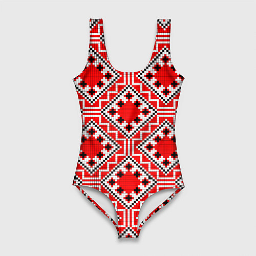 Женский купальник-боди Белорусская вышивка - орнамент / 3D-принт – фото 1