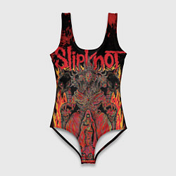 Купальник-боди 3D женский Slipknot black and red, цвет: 3D-принт