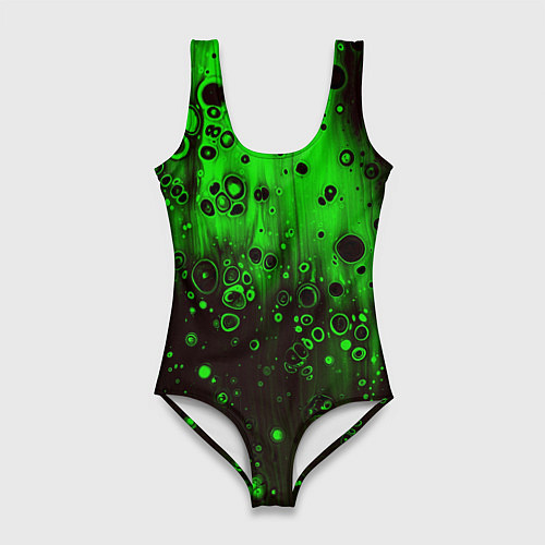 Женский купальник-боди Зелёные краски и вода / 3D-принт – фото 1