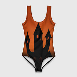 Купальник-боди 3D женский Halloween - замок ведьм, цвет: 3D-принт