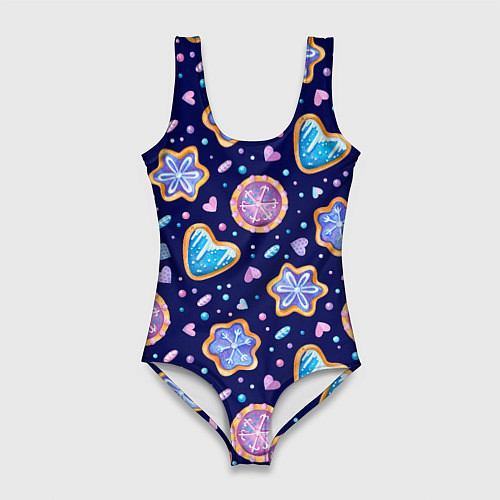 Женский купальник-боди Новогоднее печение / 3D-принт – фото 1