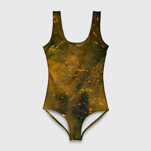Женский купальник-боди Чёрный туман и золотые краски / 3D-принт – фото 1