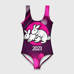 Купальник-боди 3D женский Кролики 2023, цвет: 3D-принт