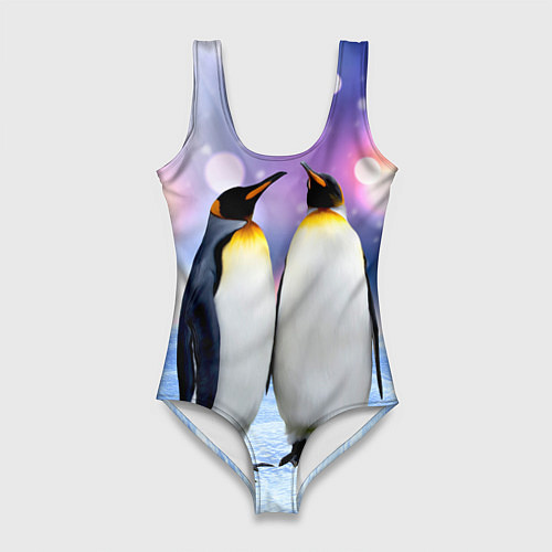 Женский купальник-боди Пингвины на снегу / 3D-принт – фото 1