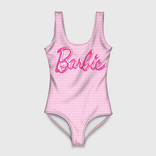Женский купальник-боди Барби - логотип на клетчатом фоне / 3D-принт – фото 1