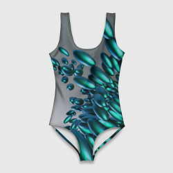 Женский купальник-боди Абстрактные блестящие камни и серый фон