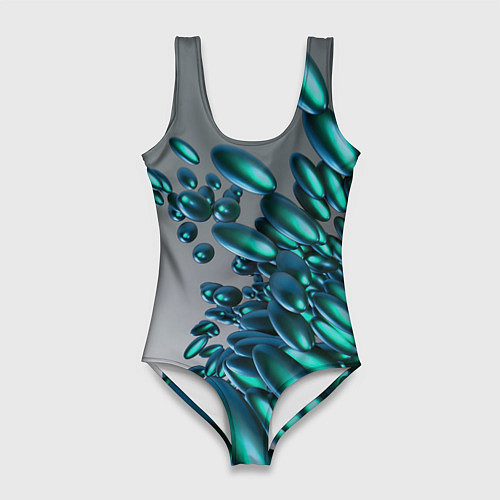 Женский купальник-боди Абстрактные блестящие камни и серый фон / 3D-принт – фото 1