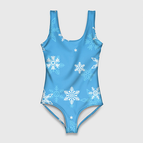 Женский купальник-боди Голубой снегопад / 3D-принт – фото 1