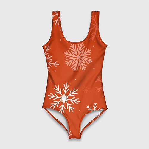Женский купальник-боди Orange snow / 3D-принт – фото 1