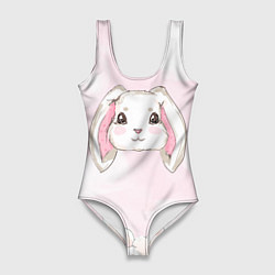 Купальник-боди 3D женский Милый белый кролик, цвет: 3D-принт