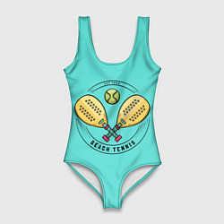 Женский купальник-боди Пляжный теннис - золотые ракетки