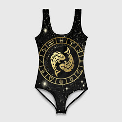 Женский купальник-боди Знак Рыбы на звездном небе
