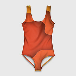 Купальник-боди 3D женский Оранжево-жёлтый разлом, цвет: 3D-принт